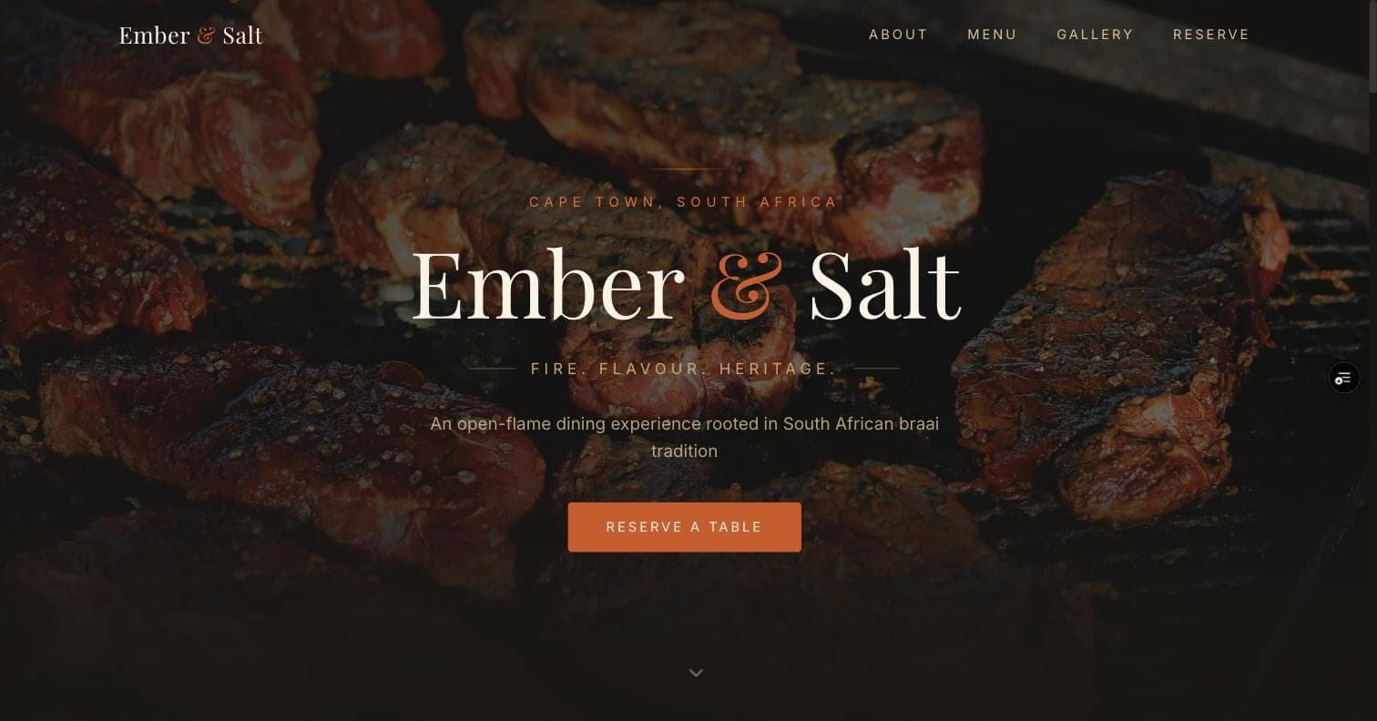 Ember & Salt homepage