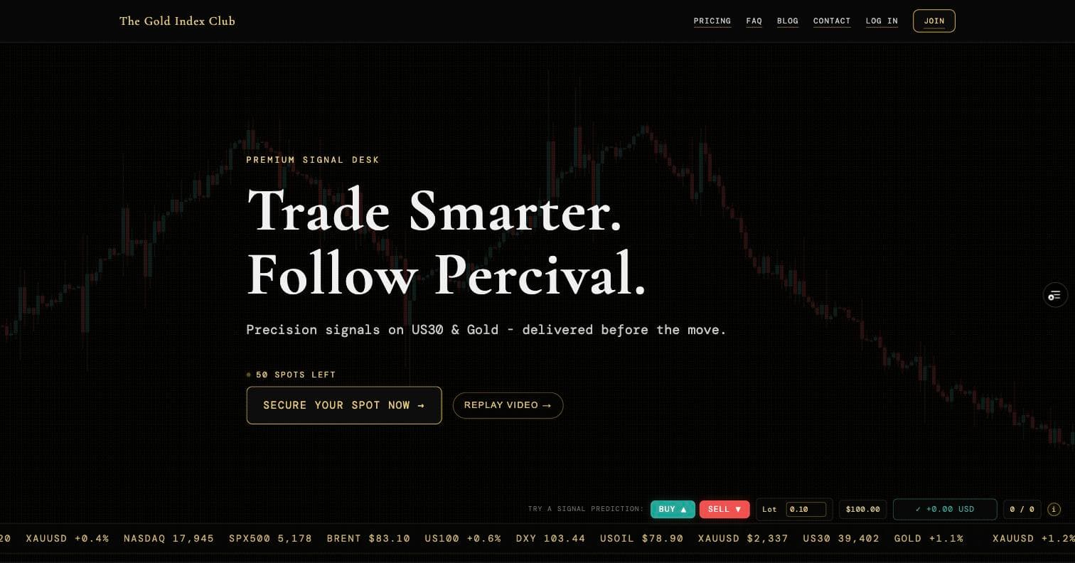 The Gold Index Club homepage